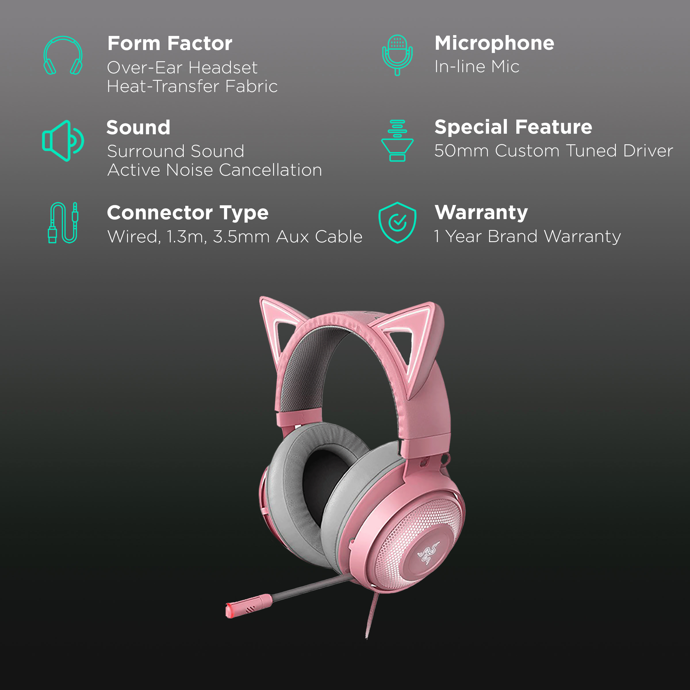 Pink headset discount with cat ears